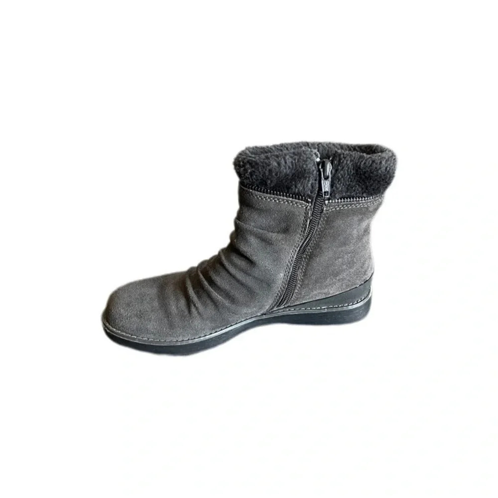 BareTraps Gray Suede Leather Faux Fur Larkspur Women’s Ankle Boots 7M - Picture 9 of 15